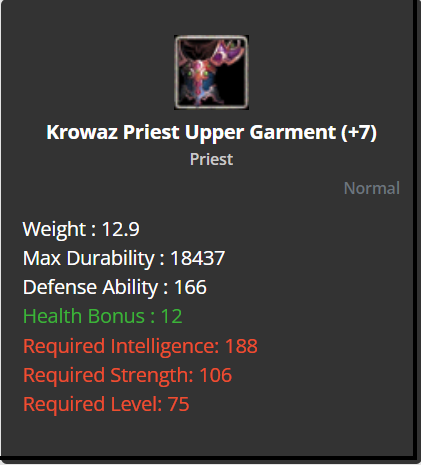 Krowaz Priest Upper Garment +7