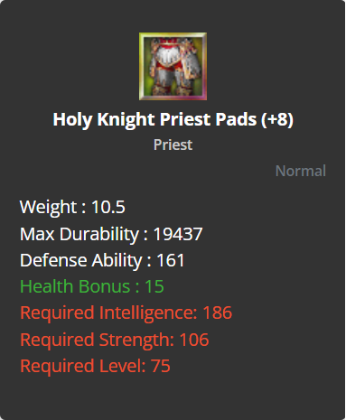 Holy Knight Priest Pads +8