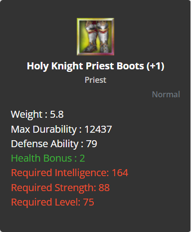 Holy Knight Priest  Boots +1