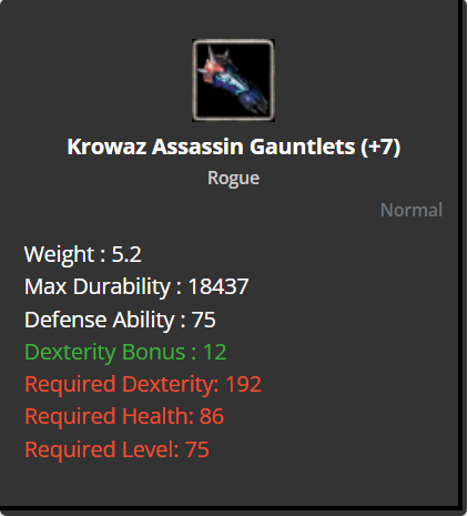 Krowaz Assassin Gauntlets +7