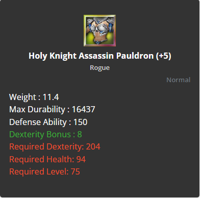 Holy Knight Assassin Pauldron +5