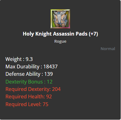 Holy Knight Assassin Pads +7
