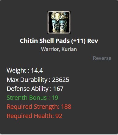 Chitin Shell Pads +11 (Reverse)