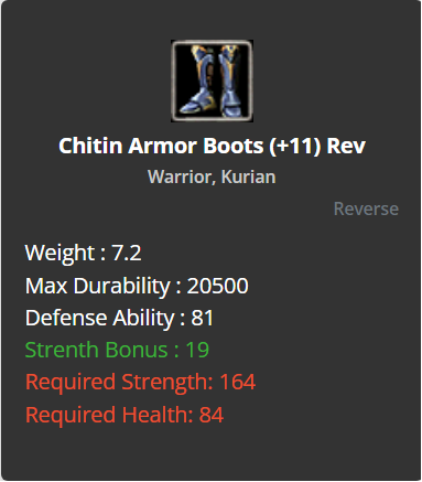 Chitin Armor Boots +11 (Reverse)