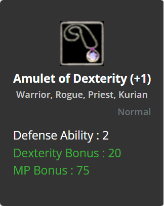 Amulet of Dexterity +1