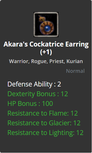 Akara's Cockatrice's Earrings +1