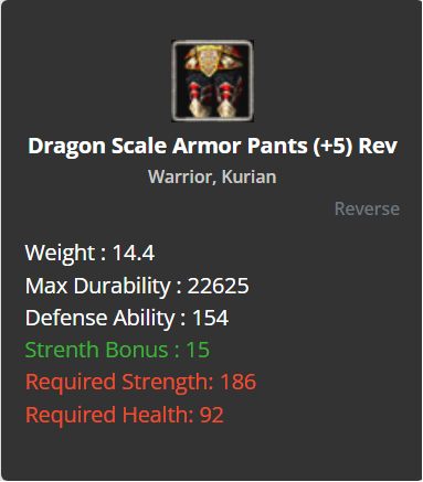 Dragon Scale Armor Pants +5 (Reverse)